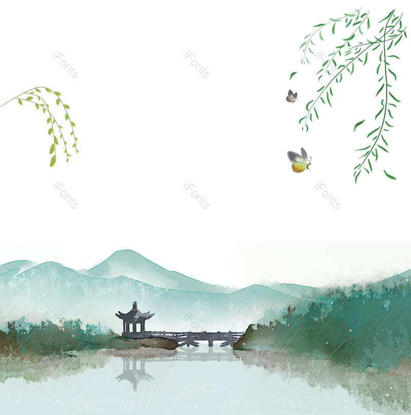 装饰图片,水墨元素,春季PNG,古风免抠素材